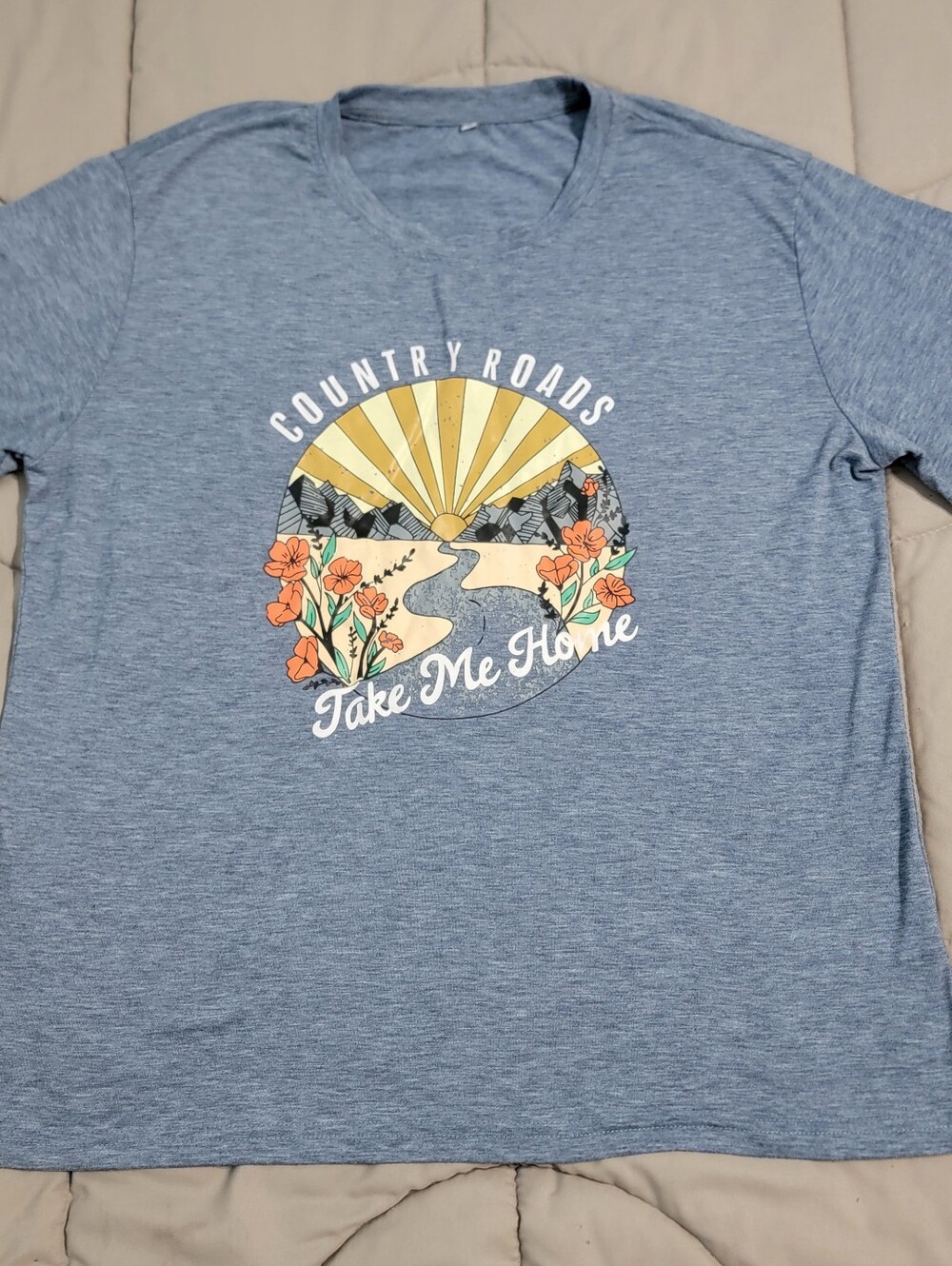 Country Roads Take Me Home Heather Grey T-Shirt - Size XL